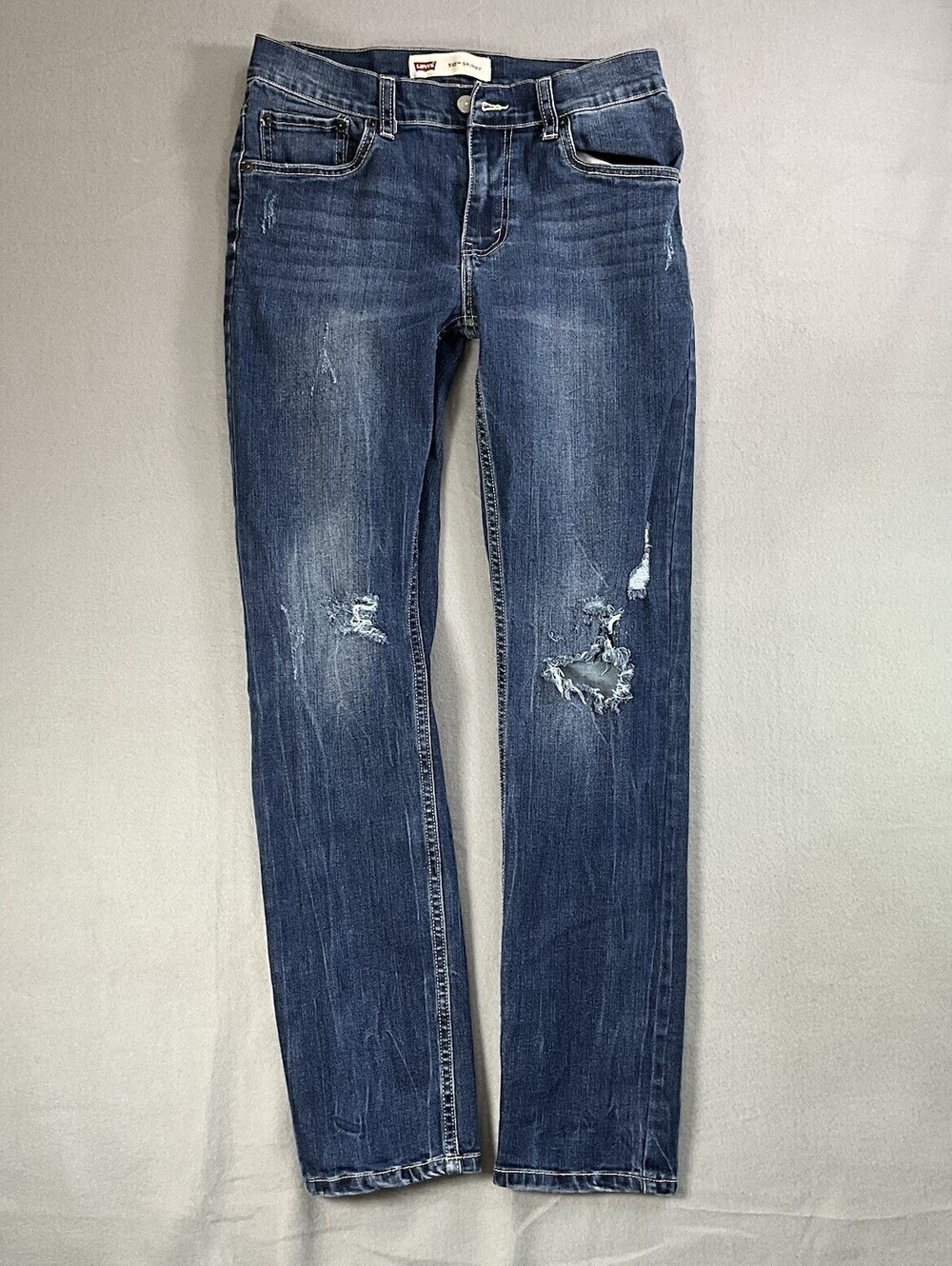 Levi's 510 Skinny Jeans Womens 16x28 Blue Distressed Stretch Denim Pants
